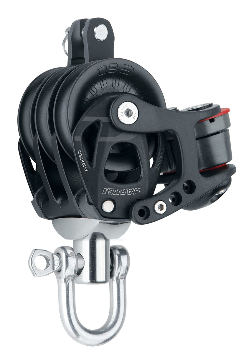 Harken 60mm Aluminum Element Triple Block - Swivel, Cam Cleat (6274