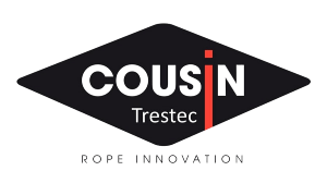 a black and red diamond shape with Cousin Trestec Logo