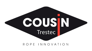 a black and red diamond shape with Cousin Trestec Logo
