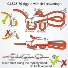 Load image into Gallery viewer, Clamcleat Hardware CL828-68 AN/L Clamcleat Aero Base with CL268AN Rope44
