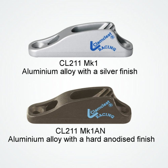 Clamcleat Hardware Stove Enamel - Silver CL211 MK1 Racing Junior Mk1 with Fairlead Clamcleat Silver Rope44