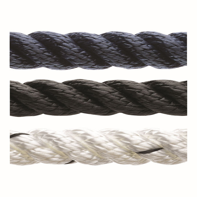 Marlow 3 Strand Rope in Navy, Black and White
