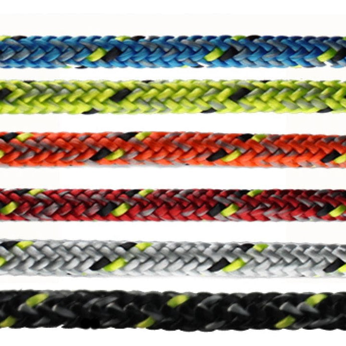 Excel Racing lengths worh dyneema core for dinghy halyards sheets and control lines in Blue, Orange, Lime, Red, Grey & Black